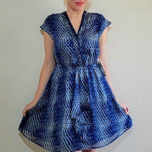 Converse One Star Dress Medium Blue Animal Print Cap Sleeve Womens Snake Skin